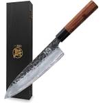 Chai-Dao-Messer-Test: Ein Gyuto-Messer vor einer schwarzen Verpackung.
