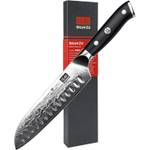 Chai-Dao-Messer-Test: Ein Santoku-Messer vor einer schwarzen Verpackung.