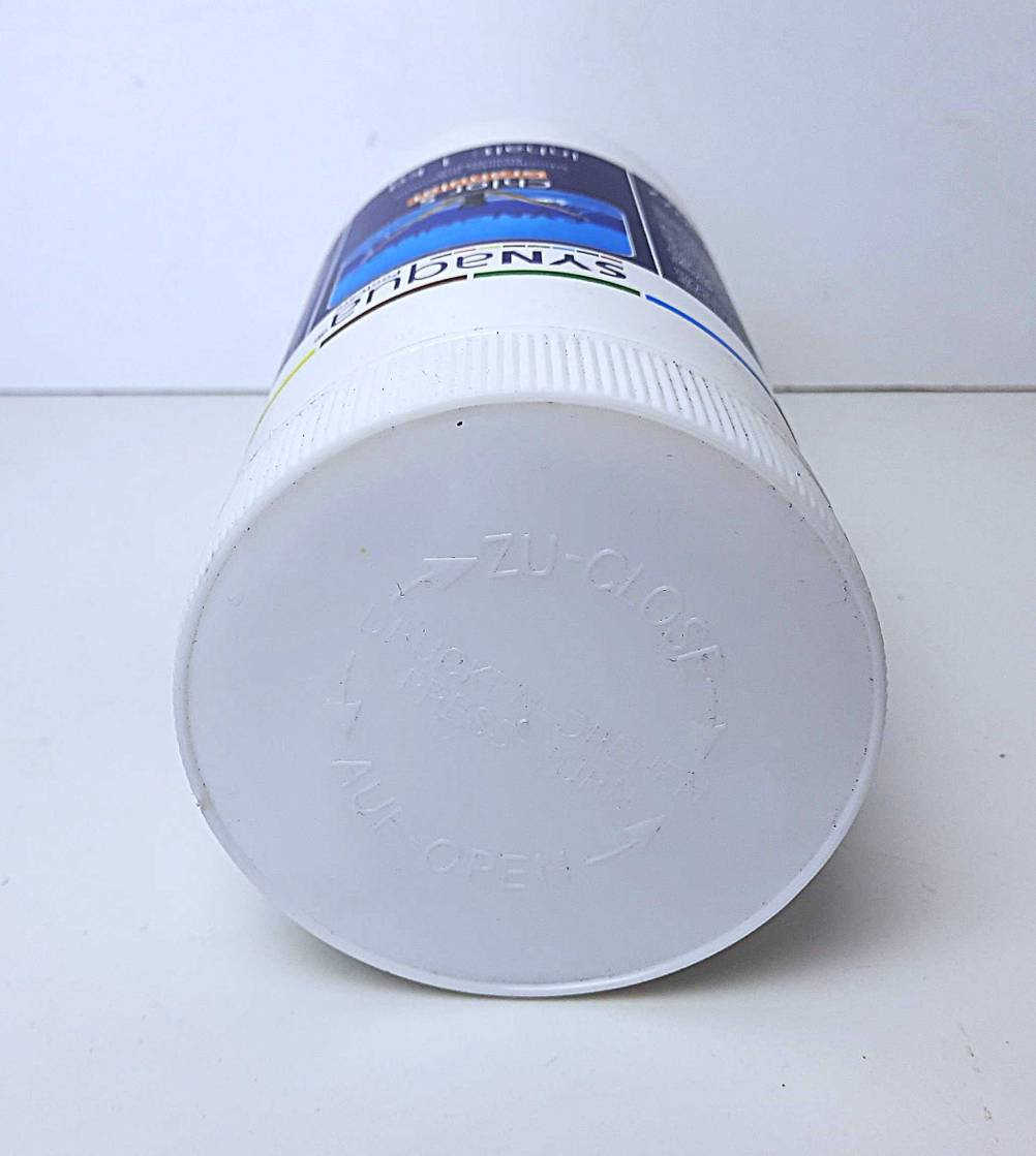 Chlorgranulat getestet: Nahaufnahme des Deckels.