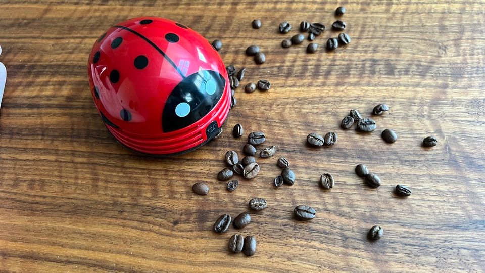 Cisixin-Mini-Staub-Reiniger mit Kaffeebohnen auf einem Tisch