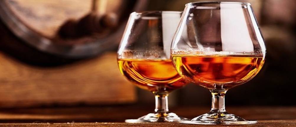 cognac-xo-test: Cognac in zwei Gläsern