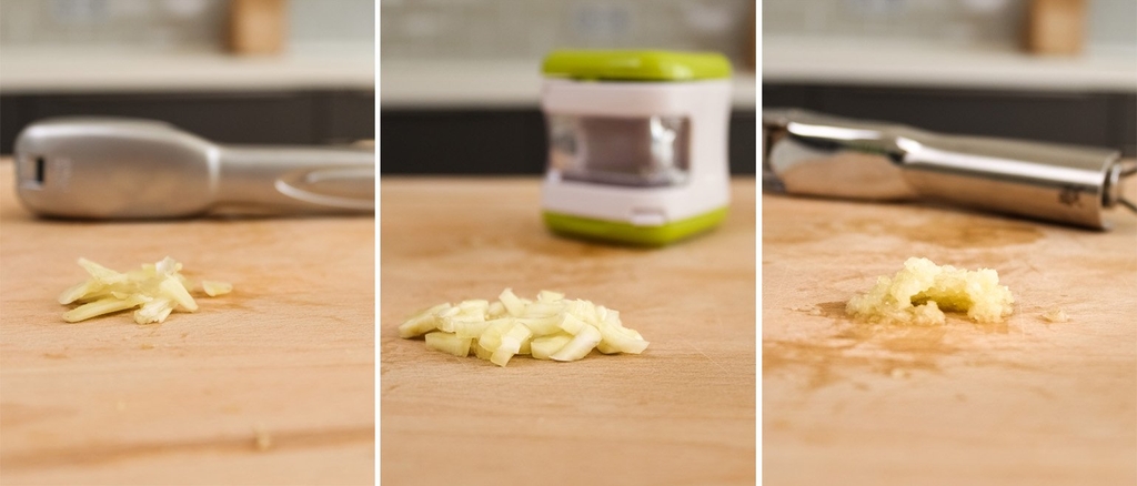 Eine Collage aus drei Bildern zeigt unterschiedliche Pressergebnisse verschiedener Geräte.