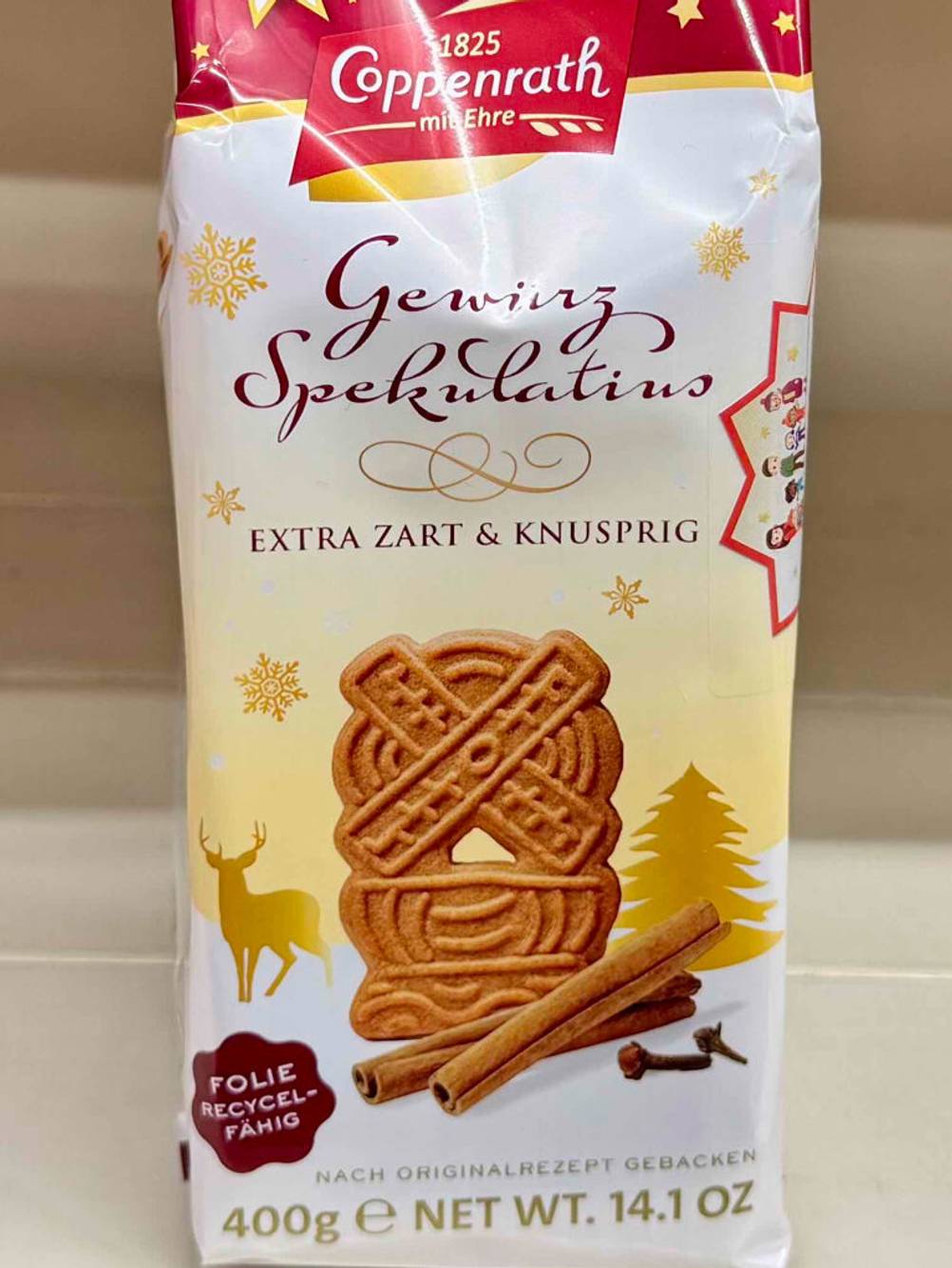 Im Test: Die Spekulatius im Test befinden sich in einer 400-g-Packung der Firma Coppenrath. 