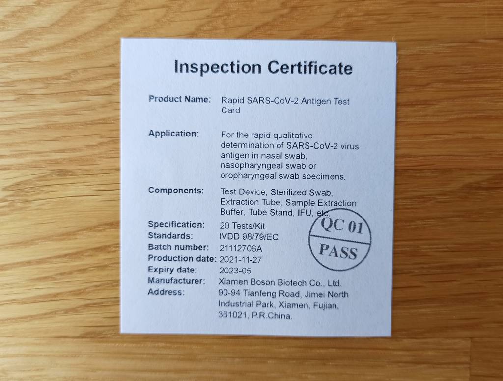 Inspection Certificate