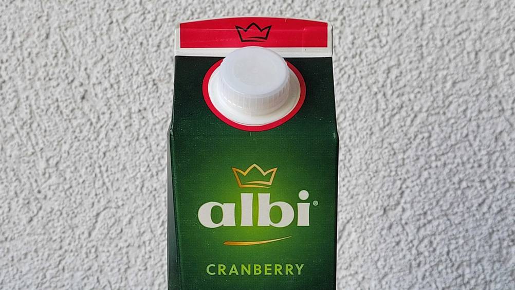 Cranberrysaft getestet: Nahaufnahme des Markennamens.