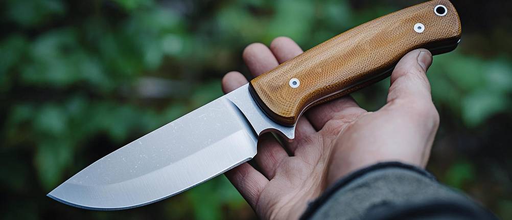 Damast-Jagdmesser-Test: Jagdmesser in einer Hand