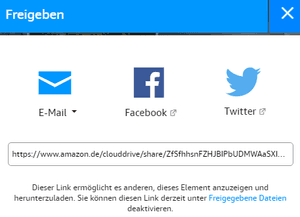 Freigabelink Amazon Drive Dateien teilen Cloud
