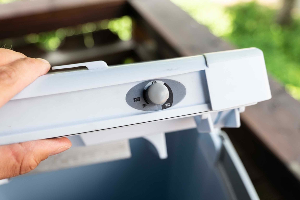 Kühlbox-Schalter in Nahaufnahme.