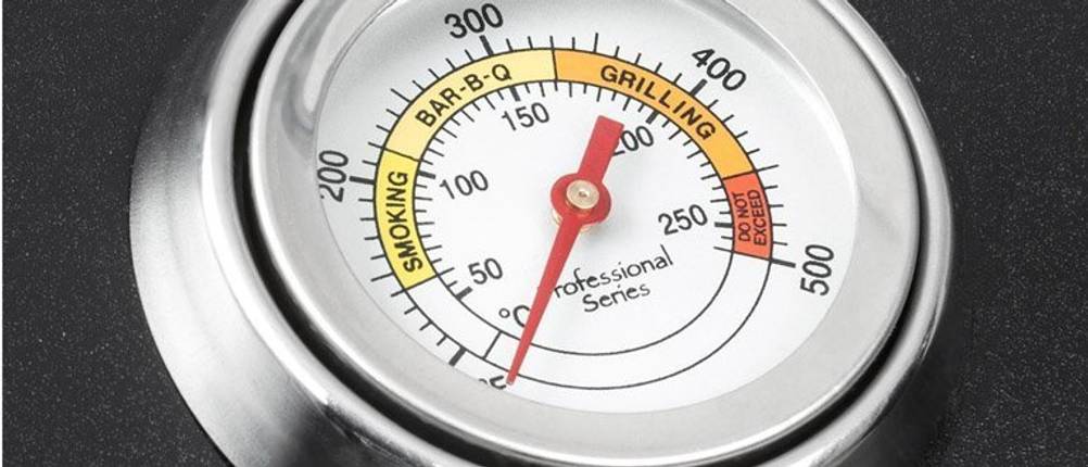 Detailansicht Deckelthermometer eines Smokers