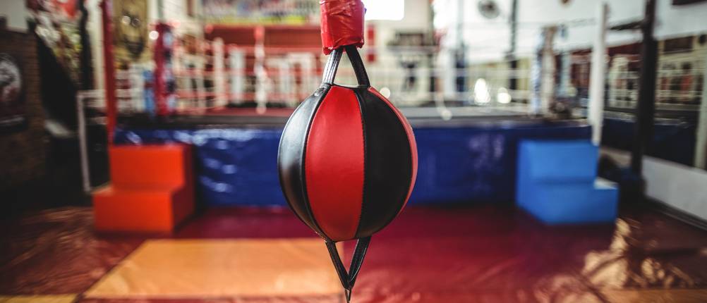 Ein Doppelendball in einem Box-Gym