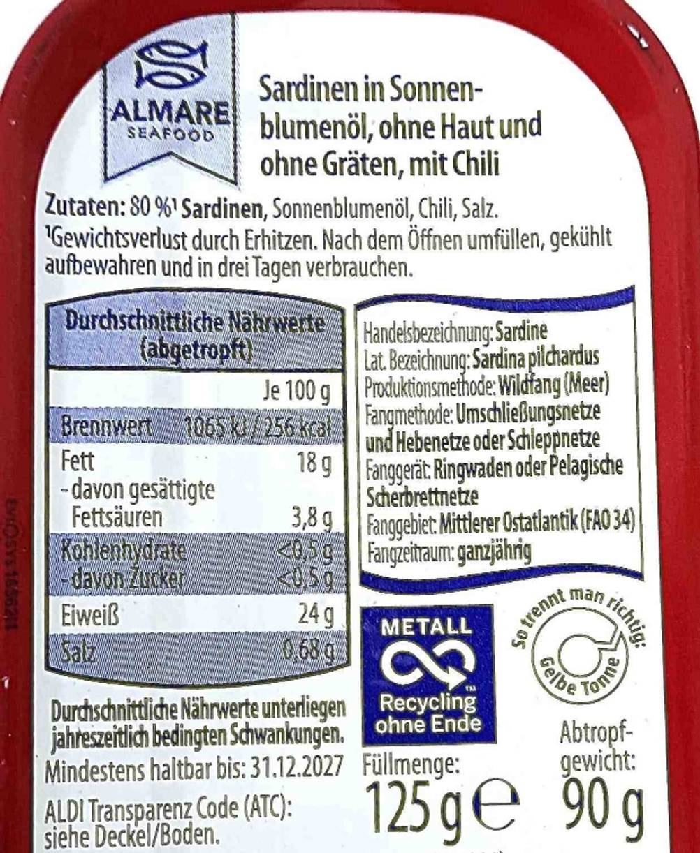 Dosenfisch getestet: Rückseite der Dose.