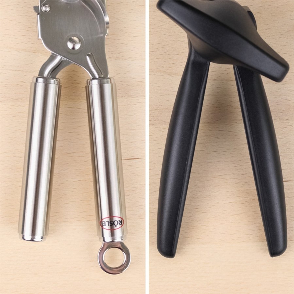 Verschiedene Griffe mit und ohne Öse bei einem Dosenöffner 