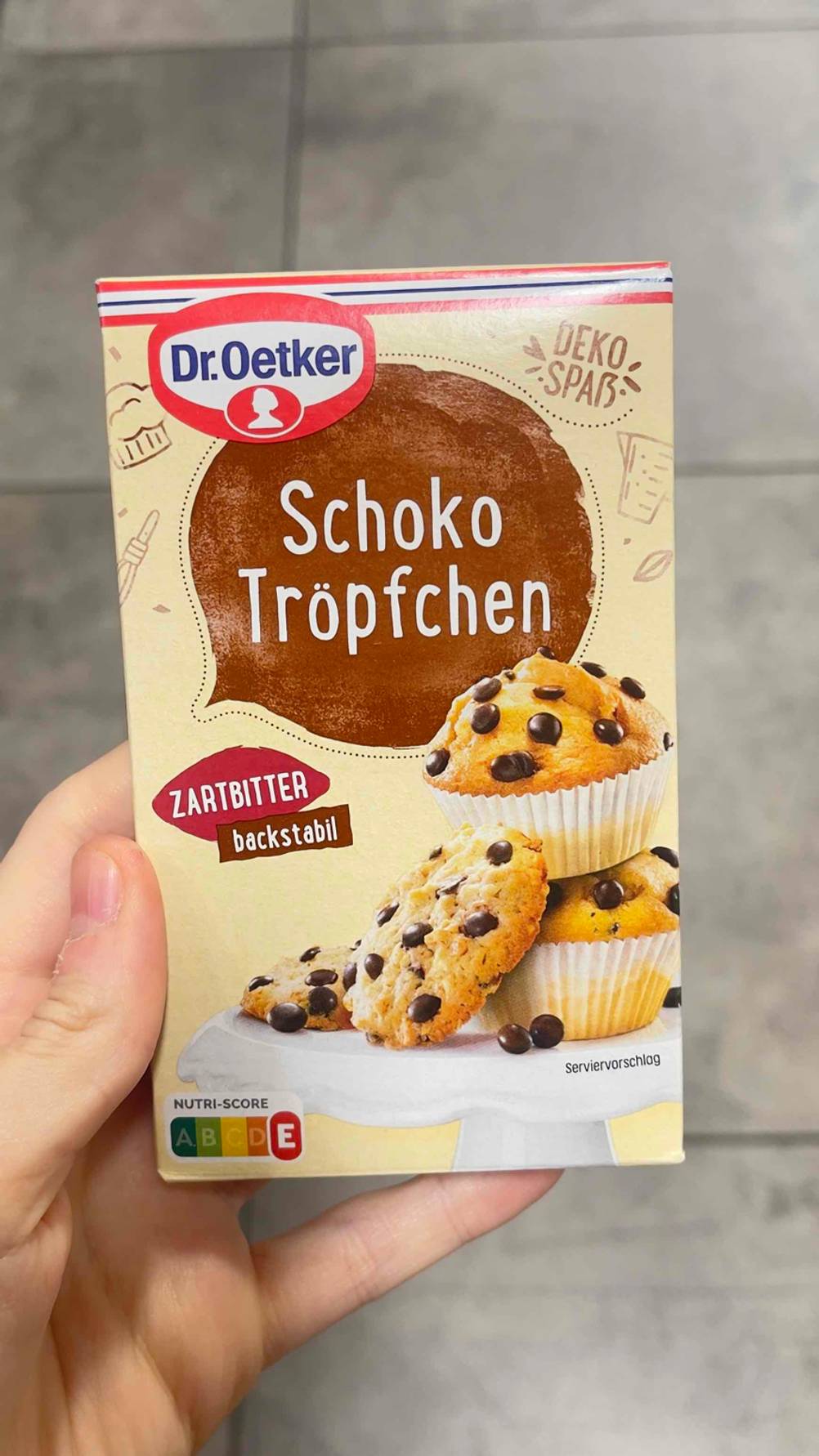 Im Test: die Schokodrops der Marke Dr. Oetker in einer Packung.