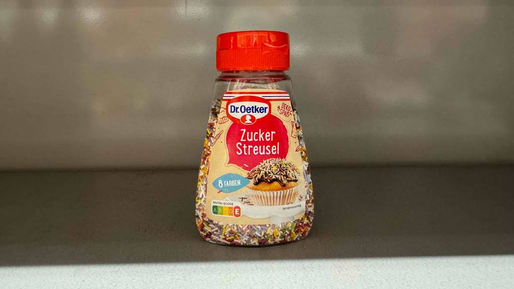 Streusel im Test: Frontansicht eines Glases.