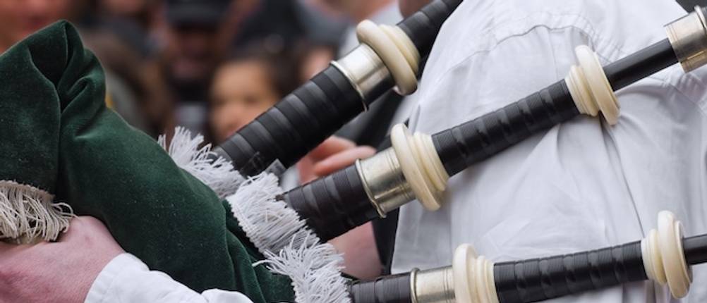 Geteste Dudelsack-Pfeifen in Nahaufnahme.