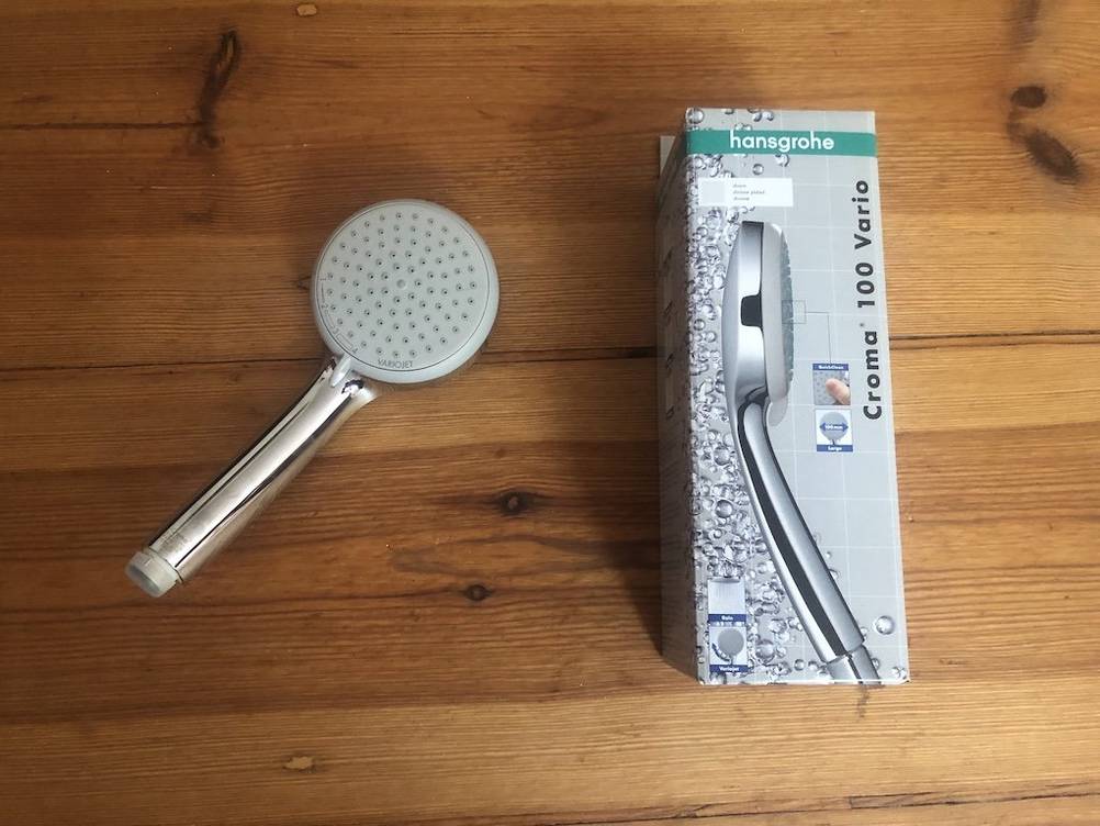 duschkopf mit verpackung