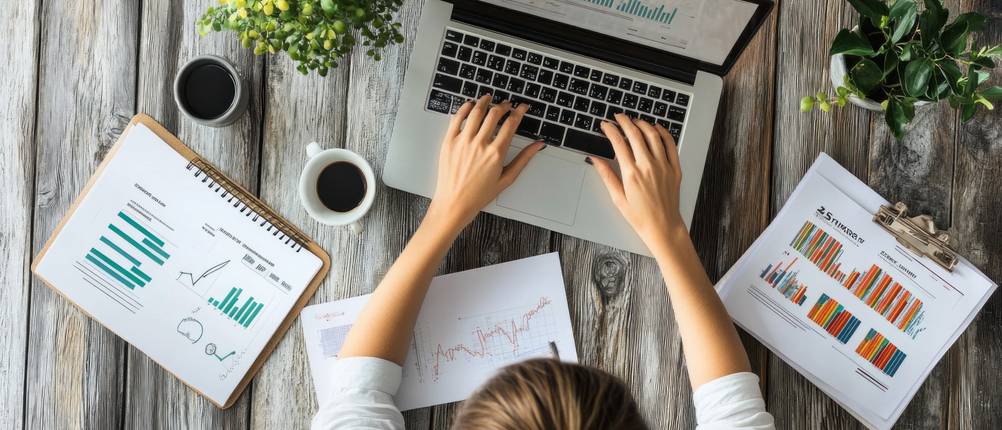 E-Commerce-Plattformen im Test: eine Frau analysiert die Auswertungen ihres Onlineshops.
