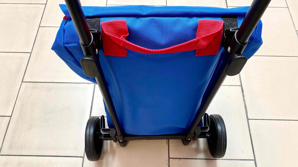 Einkaufstrolley im Test: Rückansicht eines Trolleys.