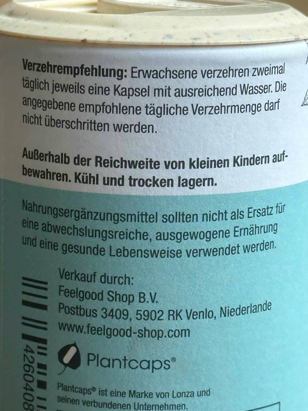 Entwässerungstabletten getestet: Nahaufnahme der Informationen auf der Packung zum Hersteller.