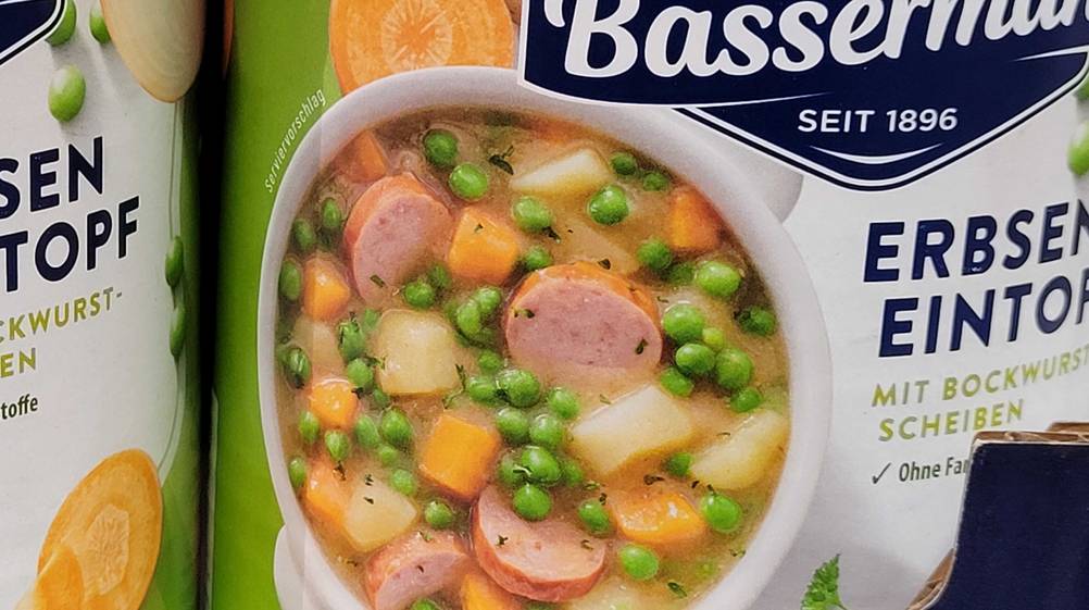 Erbsensuppe im Test: Nahaufnahme der Grafik auf der Vorderseite.
