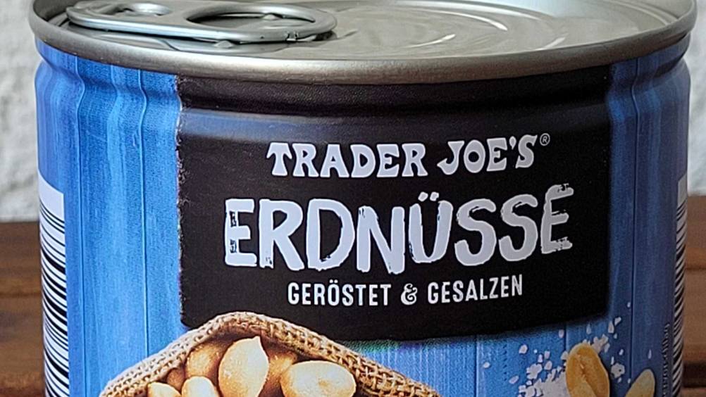 Erdnüsse getestet: Nahaufnahme der Dose mit Logo und Artikelbezeichnung.