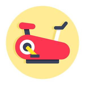 Ein gelb-rotes Icon eines Ergometers.