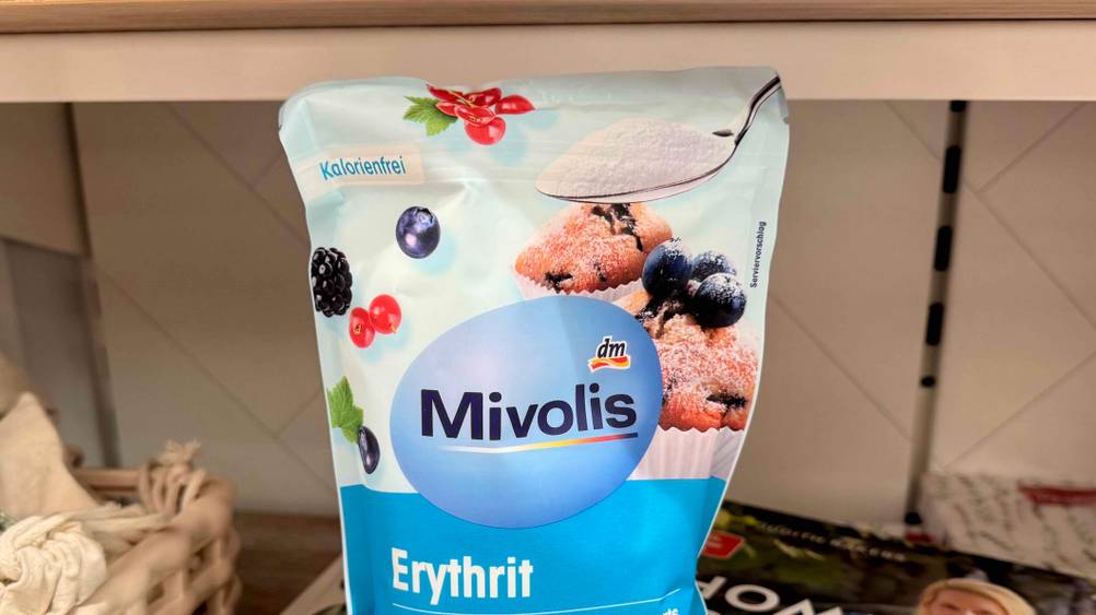 Erythrit-Test: Nahaufnahme des Logos auf der Verpackung.