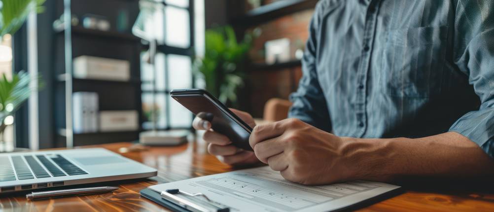 eSign-Tools getestet: Ein Mann prüft sein Smartphone.