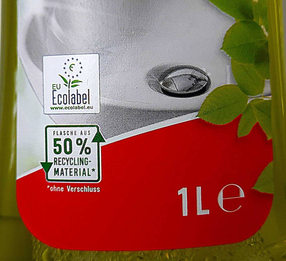 Getestet: Nahaufnahme des Essigreinigers mit Inhaltsangabe.
