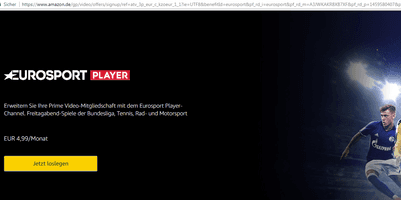 Buchungsseite für den Eurosport Player