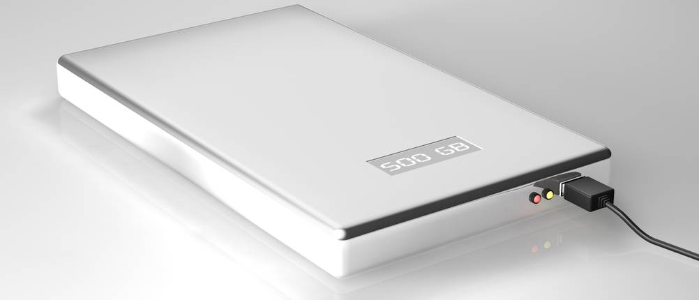 Externe Festplatte mit digitalem Display