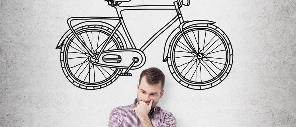 Fahrrad-Skizze an einer Wand