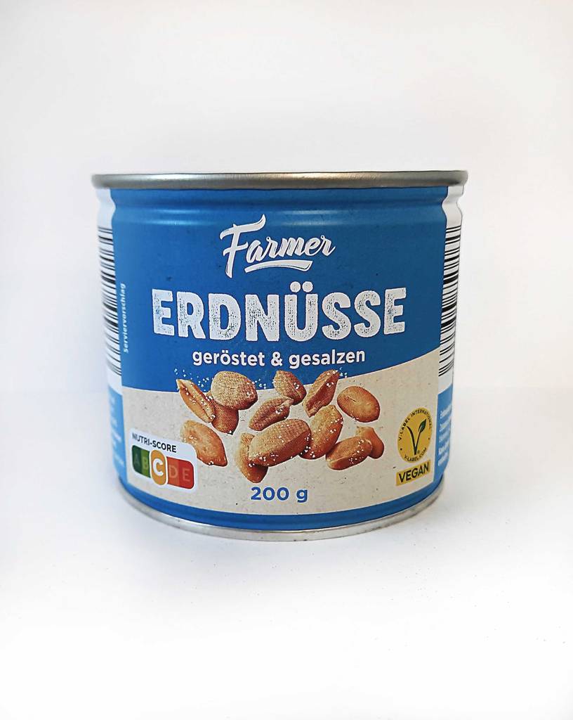 Getestet: gesalzene Erdnüsse in einer Dose von Farmer.