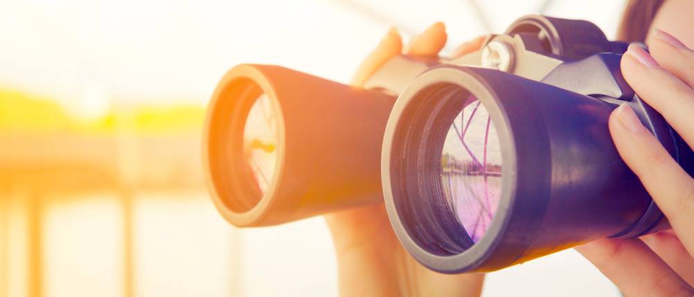 Fernglas mit Kompass im Test: Ein Fernglas wird von einer Person gehalten.