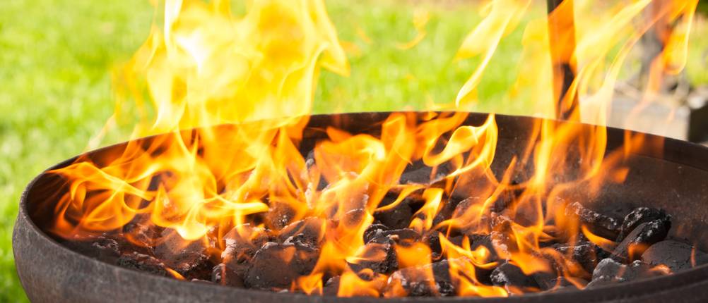 Feuerschale mit Funkenschutz Test