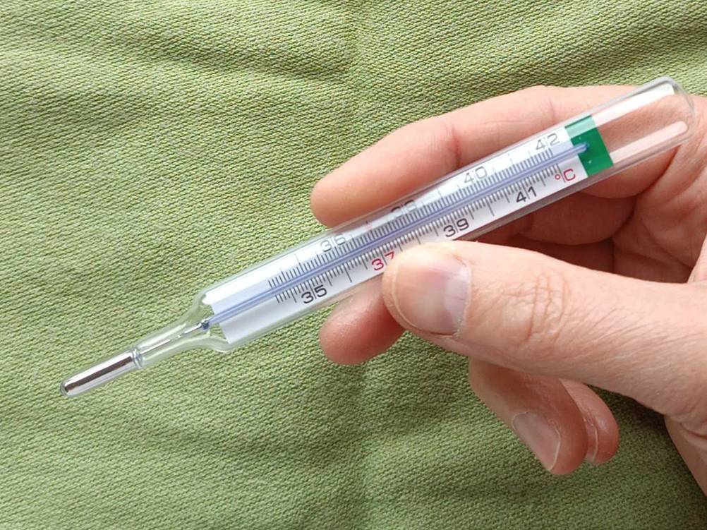 Fieberthermometer in Hand