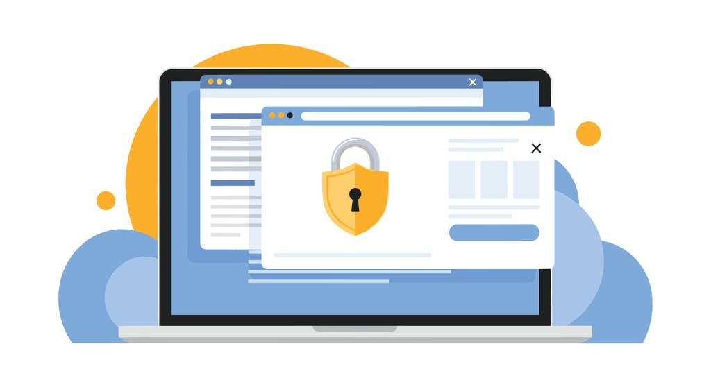 Eine grafische Darstellung eines Laptop-Bildschirms mit geöffnetem Security-Programm.