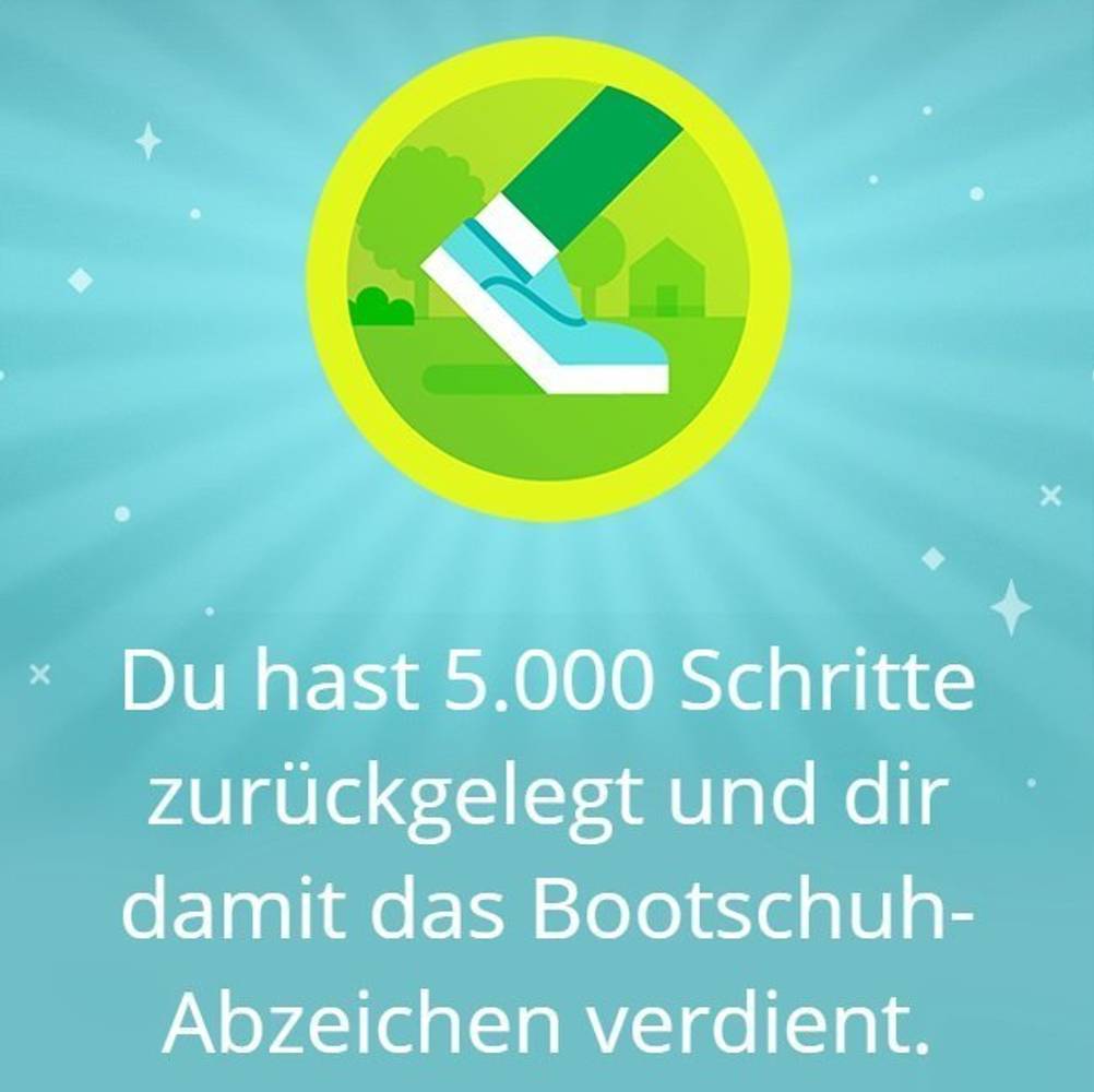 Schrittmesser im Test: Abbildung, die in einer App beim Erreichen eines Erfolgs angezeigt wird