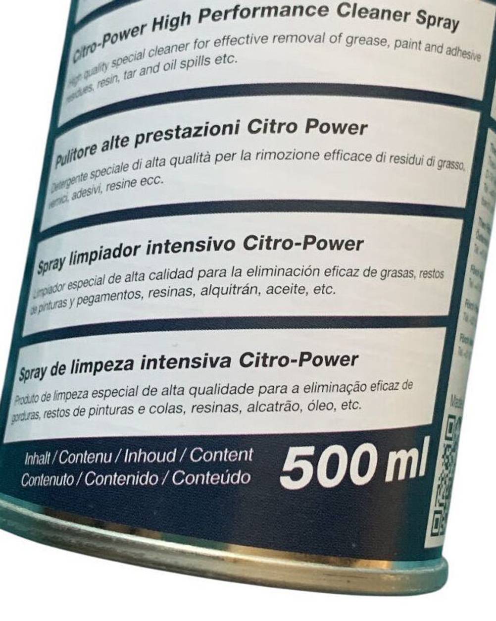 Auf einer Dose getesteter Industriereiniger ist die Inhaltsmenge angegeben.