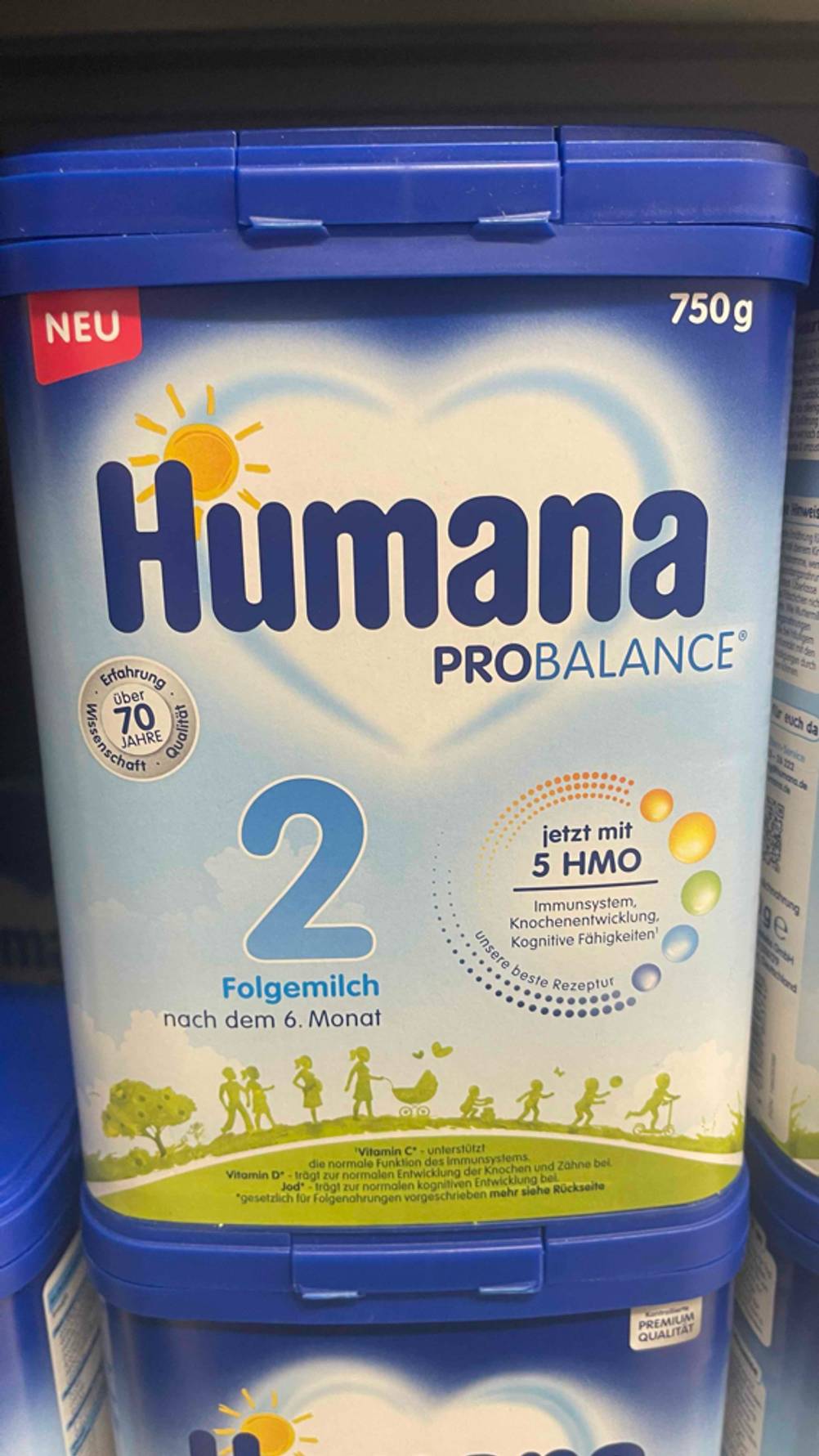 Im Test: Frontansicht einer Packung Folgemilch 2 von Humana.