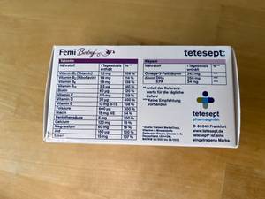 Folsäurepackung-Rückseite mit Nährwertangaben.