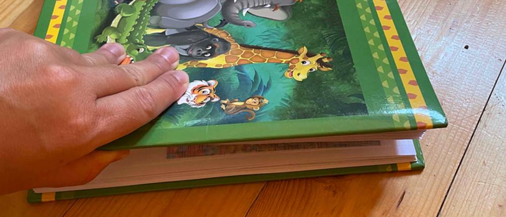 Fotoalbum-Test: Ansicht eines Fotoalbums mit Tieren für Kinder.
