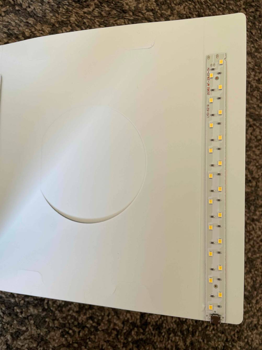 Nahaufnahme der LED einer getesteten Fotobox.