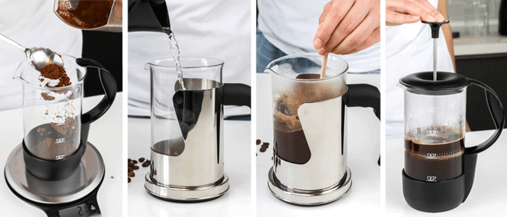 french press kaffee-zubereitung