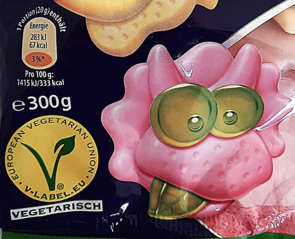Fruchtgummi-Test: Nahaufnahme der Verpackung von vorne mit Informationen.