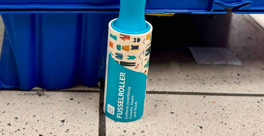 Fusselroller getestet: Nahaufnahme der Informationen auf der Verpackung.