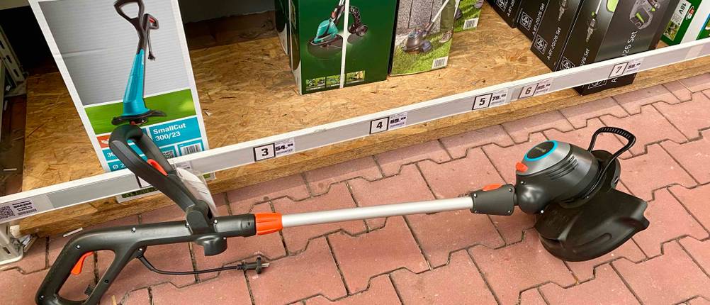 Elektro-Rasentrimmer-Test: Gesamtansicht des Geräts.