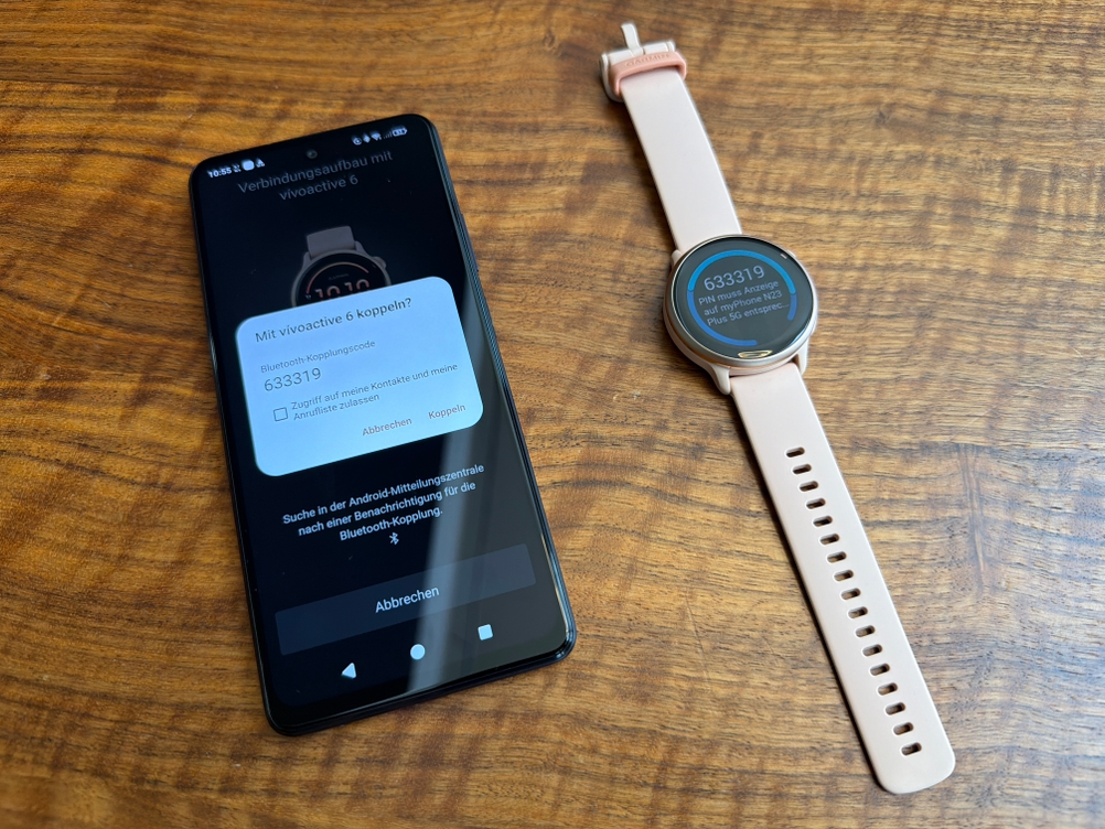 Die Garmin Vivoactive 6 wird mit einem Handy gekoppelt