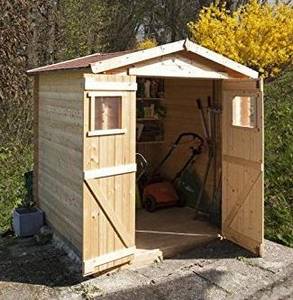 Eine Gartenhütte für eine getestete Poolheizung.