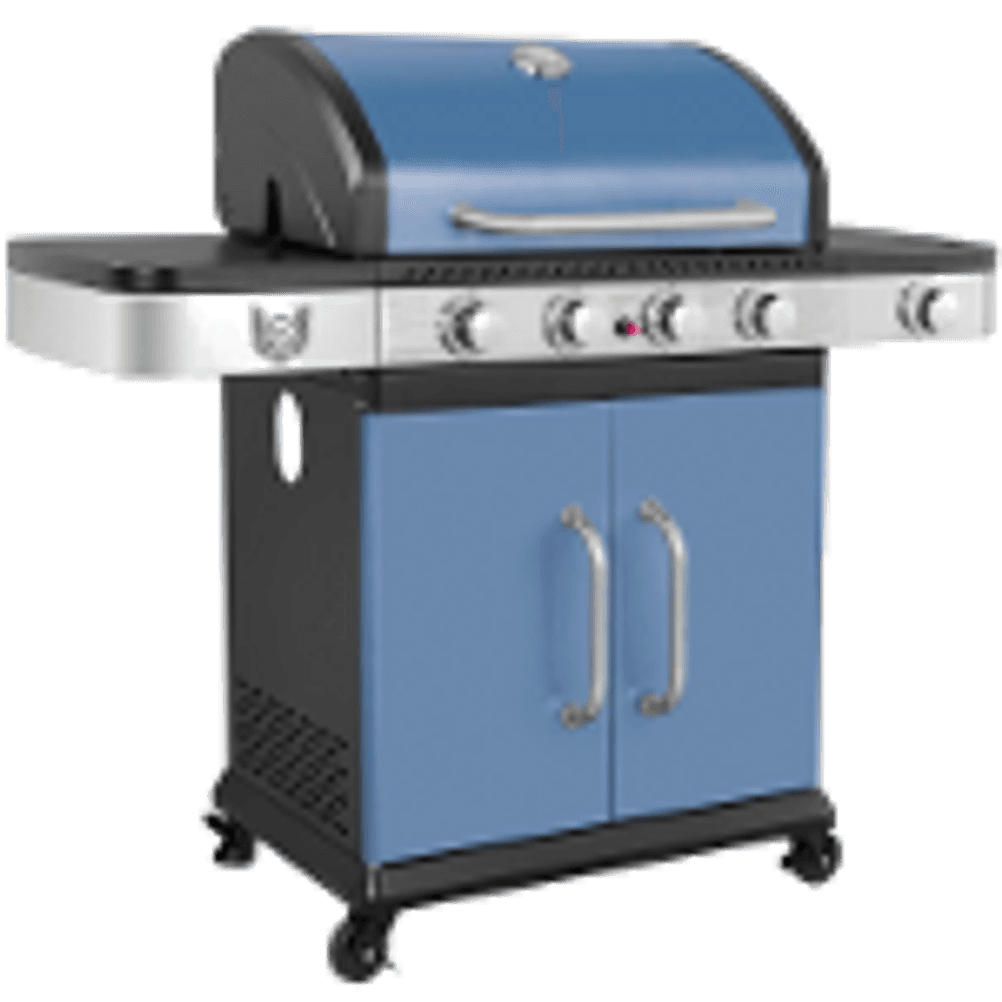 gasgrill mit seitenbrenner in blau